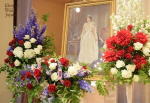 【会場装花】関西日英協会主催　エリザベス女王陛下誕生パーティー　プラチナ・ジュビリー